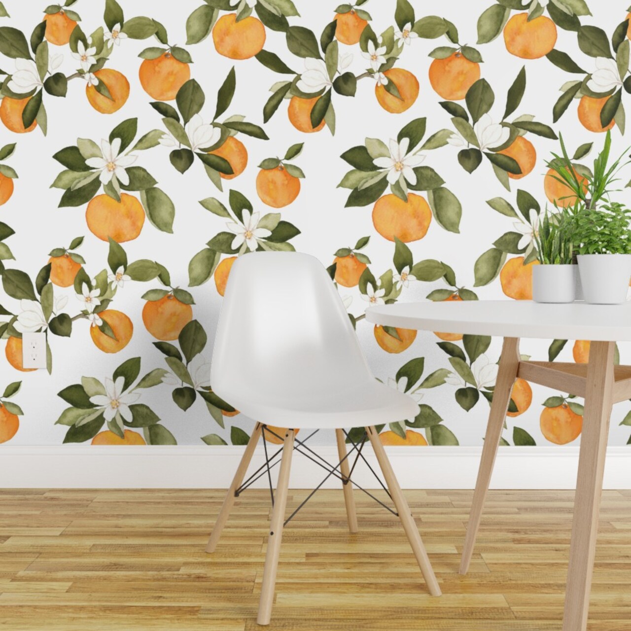 Peel & Stick Wallpaper 2FT Wide Orange Blossom Oranges Blossoms Spring Fruit Citrus Summer Botanical Floral Custom Removable Wallpaper by Spoonflower